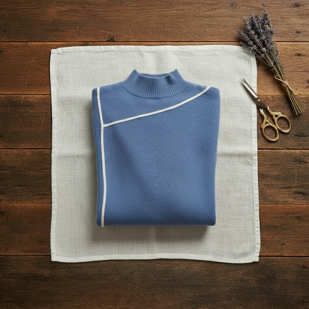 Rollkragenpullover aus Kaschmir mit Kontrastbündchen